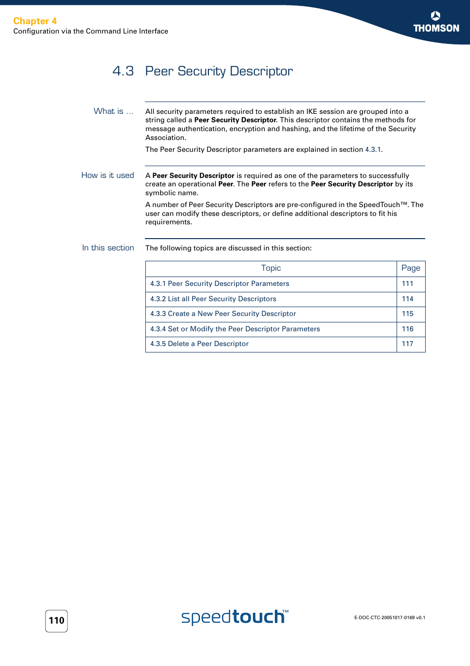 3 peer security descriptor, What is, How is it used | In this section, Peer security descriptor, Chapter 4 | Nortel Networks 608(WL) User Manual | Page 112 / 222