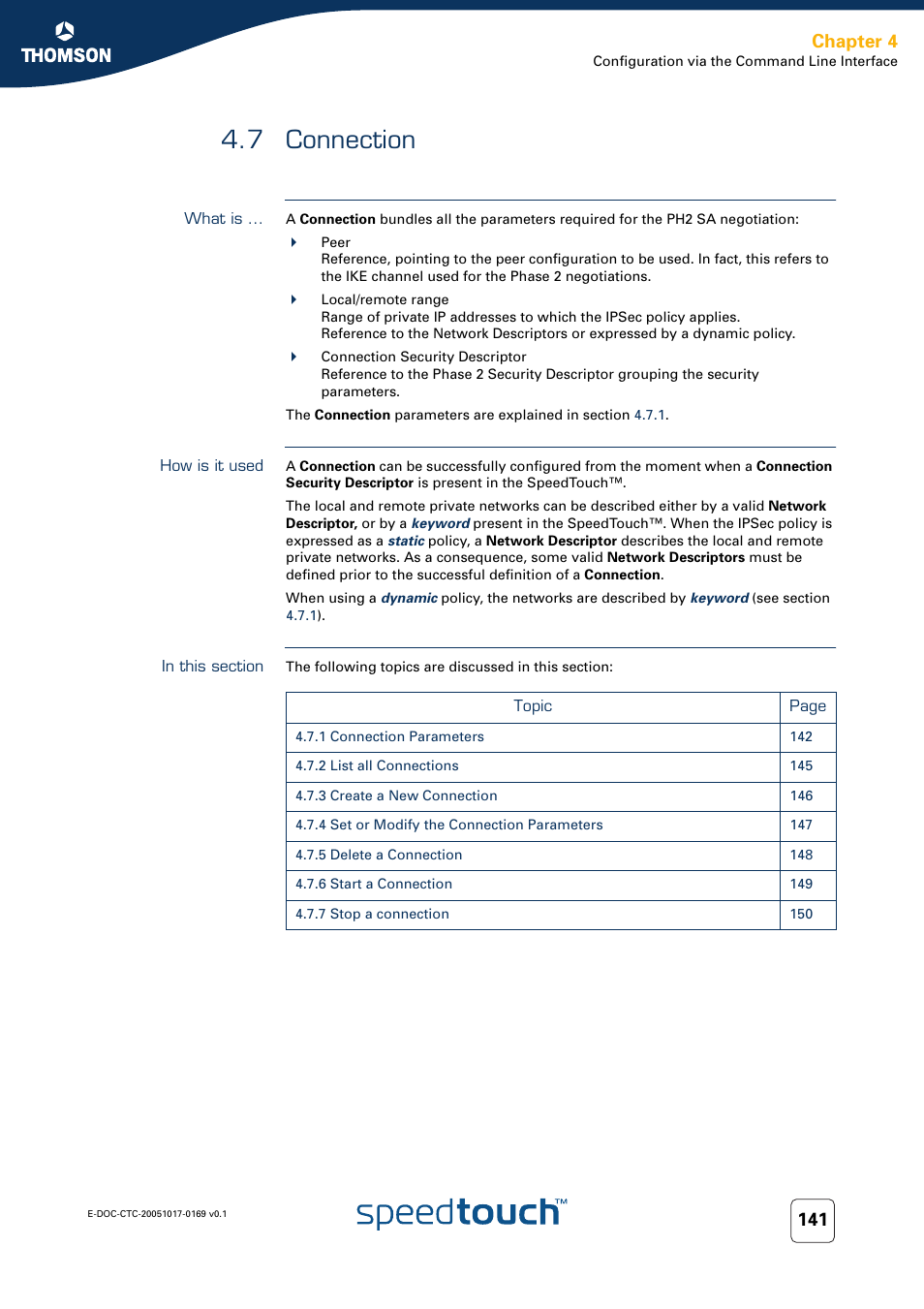 7 connection, What is, How is it used | In this section, Connection, Chapter 4 | Nortel Networks 608(WL) User Manual | Page 143 / 222
