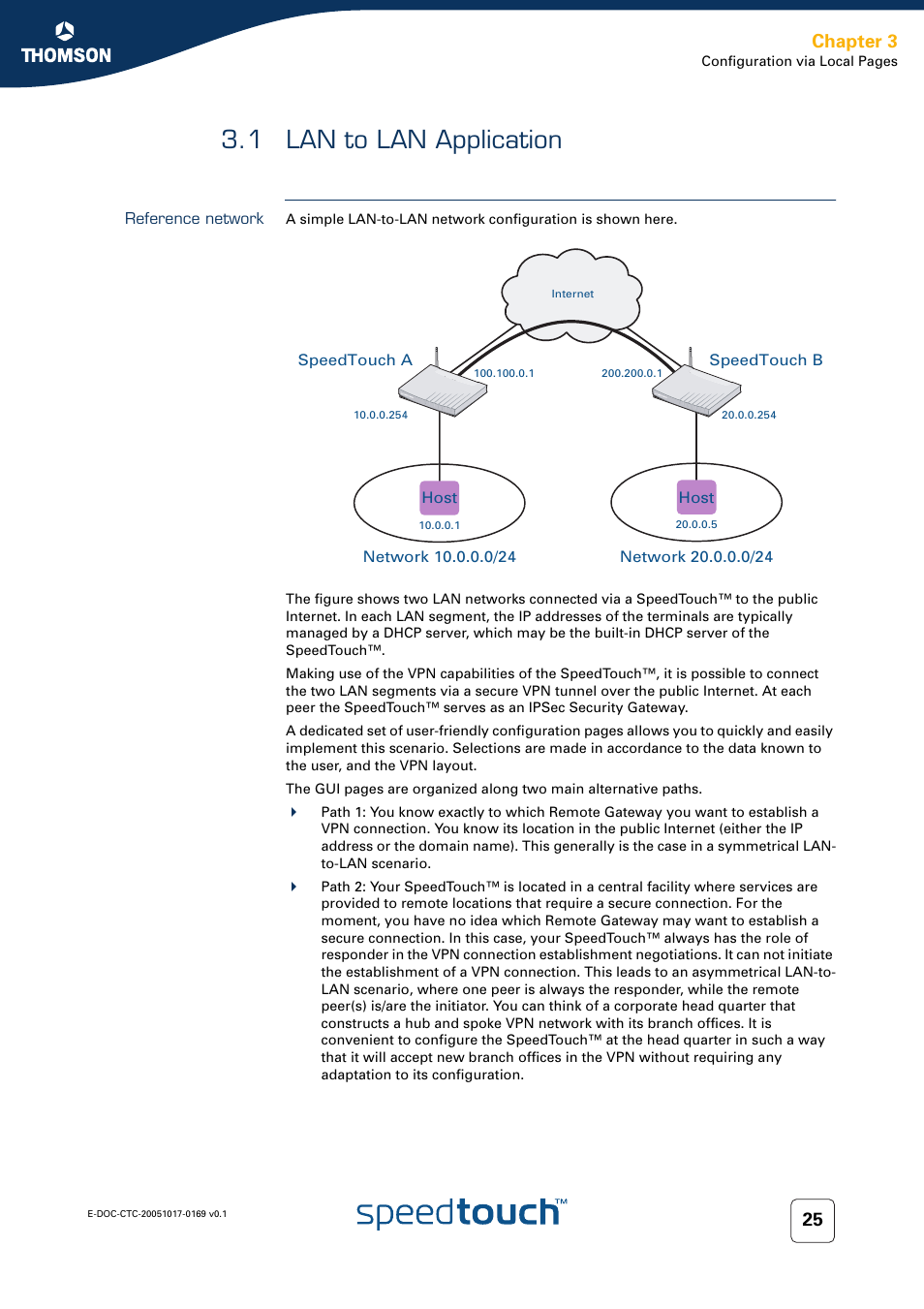 1 lan to lan application, Reference network, Lan to lan application | Chapter 3 | Nortel Networks 608(WL) User Manual | Page 27 / 222