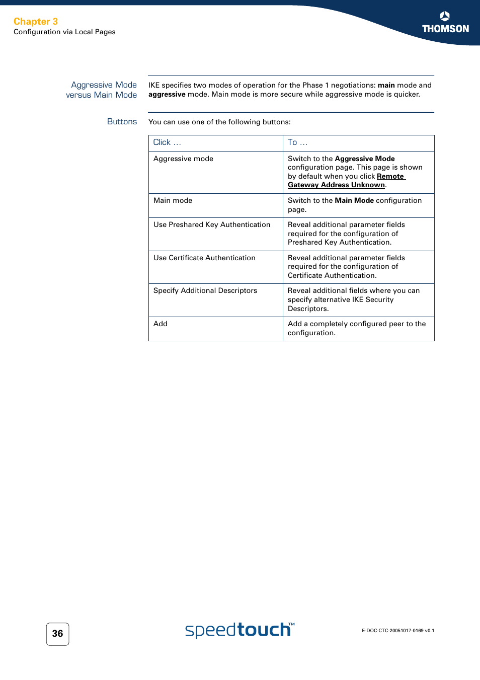 Aggressive mode versus main mode, Buttons, Chapter 3 | Nortel Networks 608(WL) User Manual | Page 38 / 222