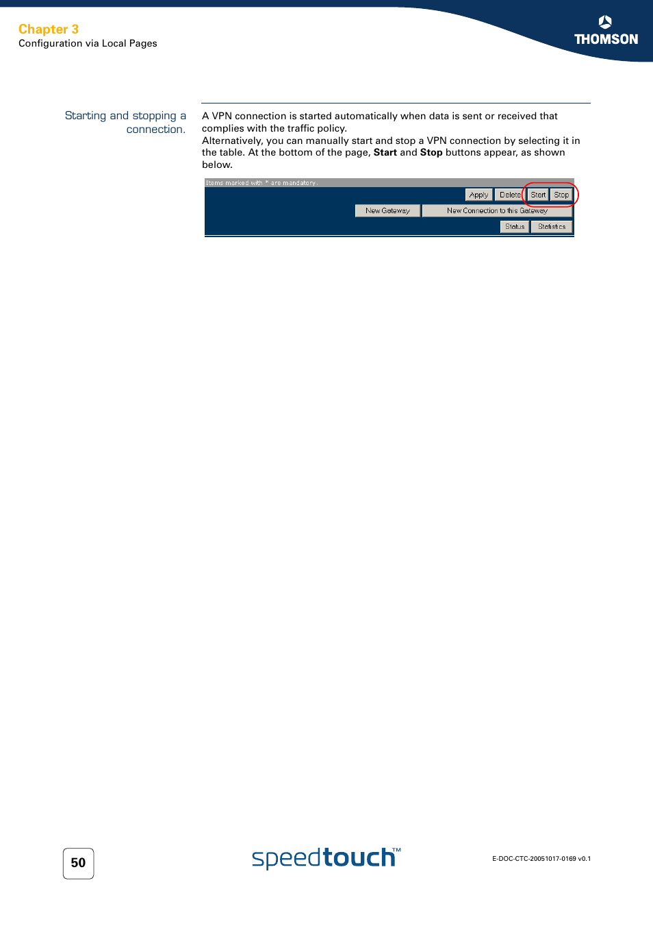 Starting and stopping a connection, Chapter 3 | Nortel Networks 608(WL) User Manual | Page 52 / 222