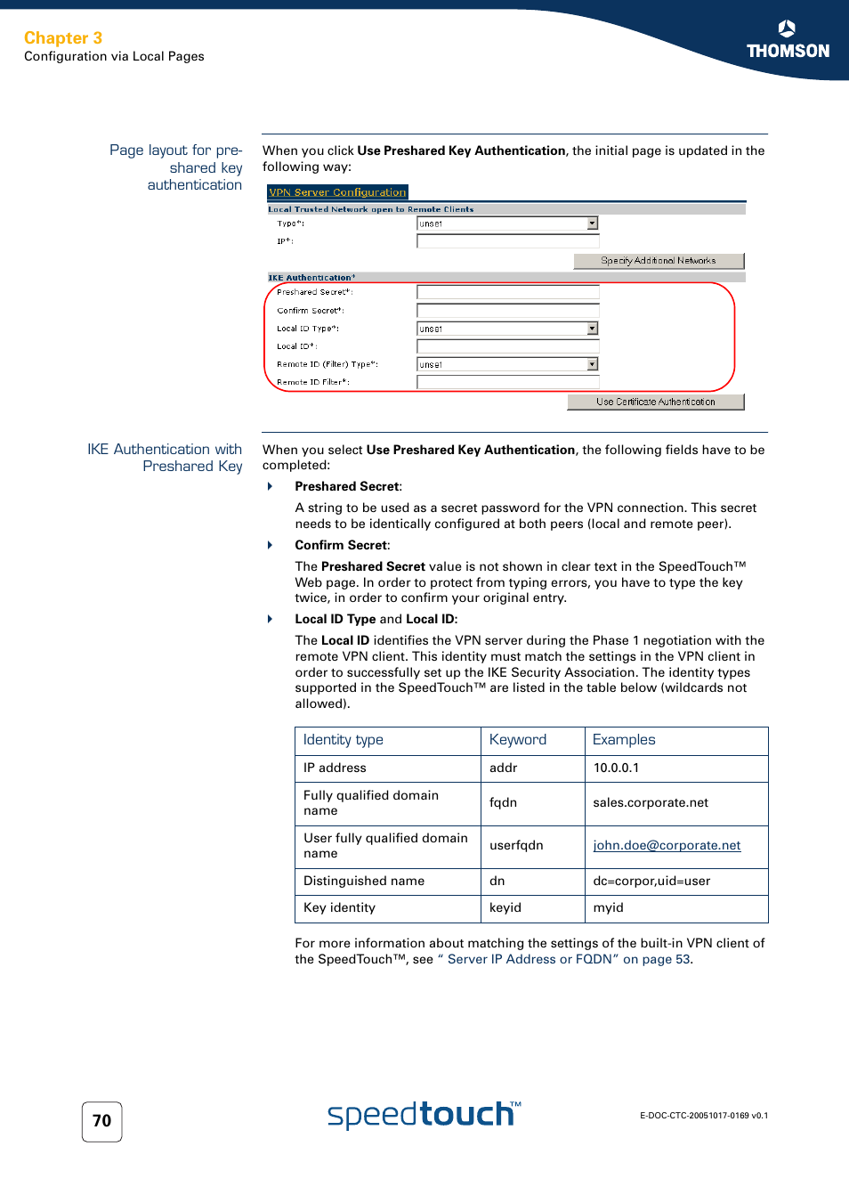 Ike authentication with preshared key, Chapter 3 | Nortel Networks 608(WL) User Manual | Page 72 / 222