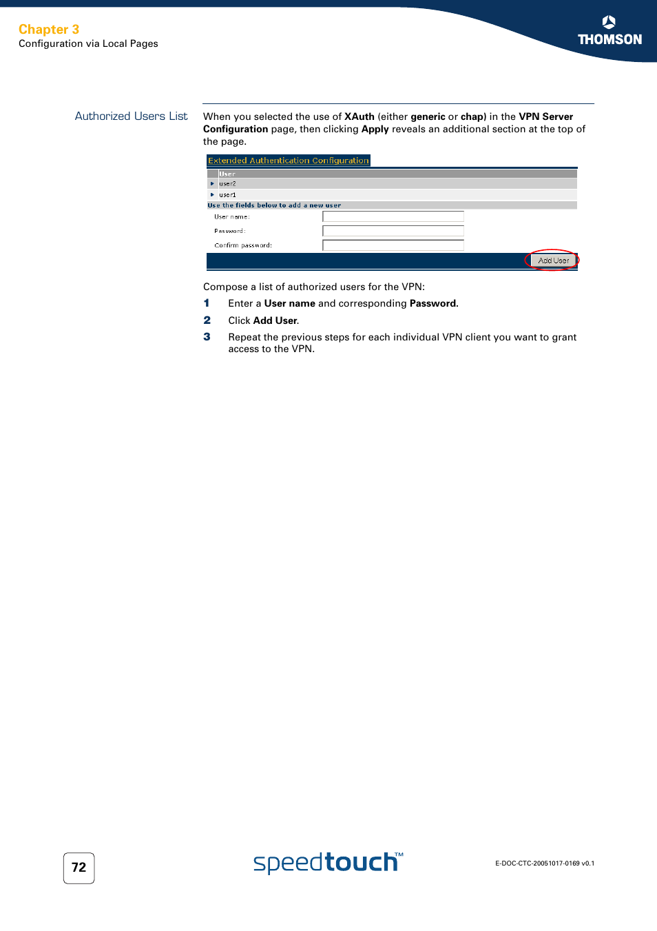 Authorized users list, Chapter 3 | Nortel Networks 608(WL) User Manual | Page 74 / 222