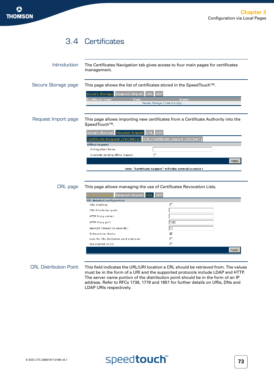 4 certificates, Introduction, Crl distribution point | Certificates, 4 certificates 73, Chapter 3 | Nortel Networks 608(WL) User Manual | Page 75 / 222