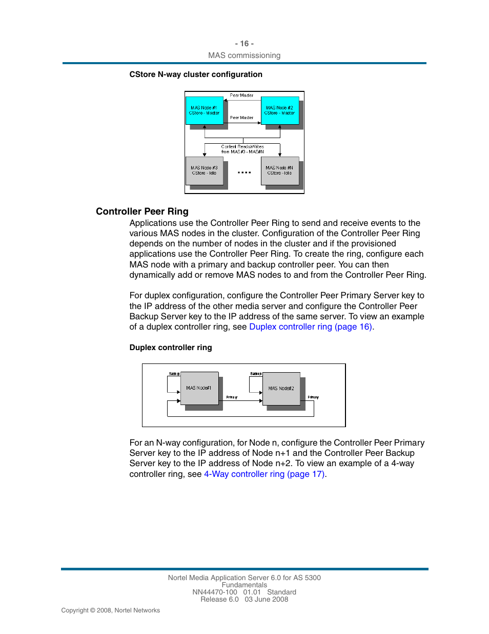 Controller peer ring, Cstore n-way cluster | Nortel Networks NN44470-100 User Manual | Page 16 / 63