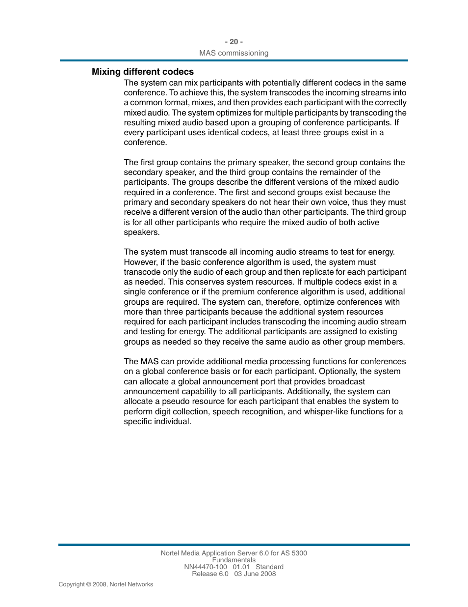 Mixing different codecs | Nortel Networks NN44470-100 User Manual | Page 20 / 63