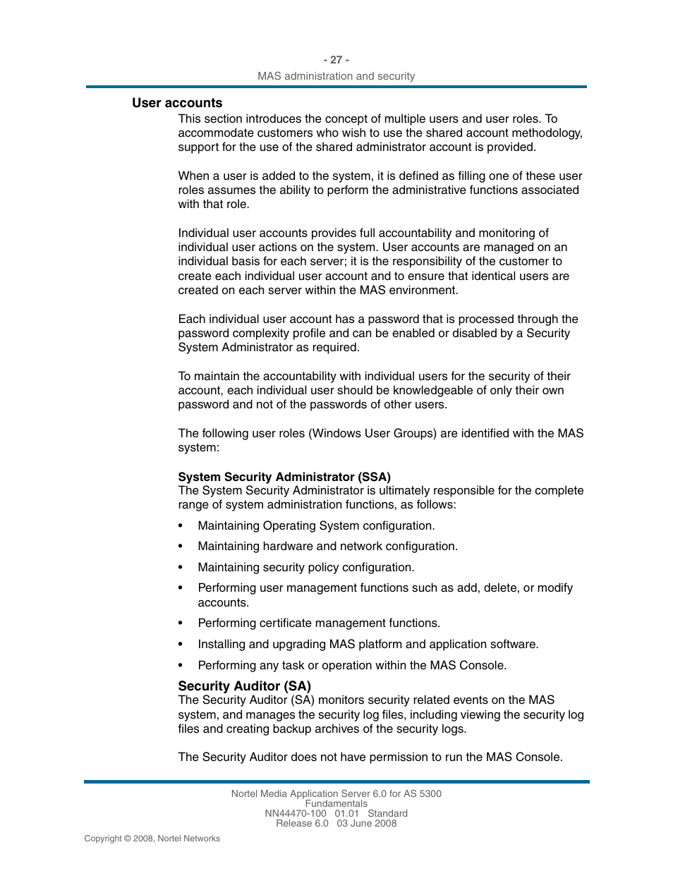 User accounts | Nortel Networks NN44470-100 User Manual | Page 27 / 63