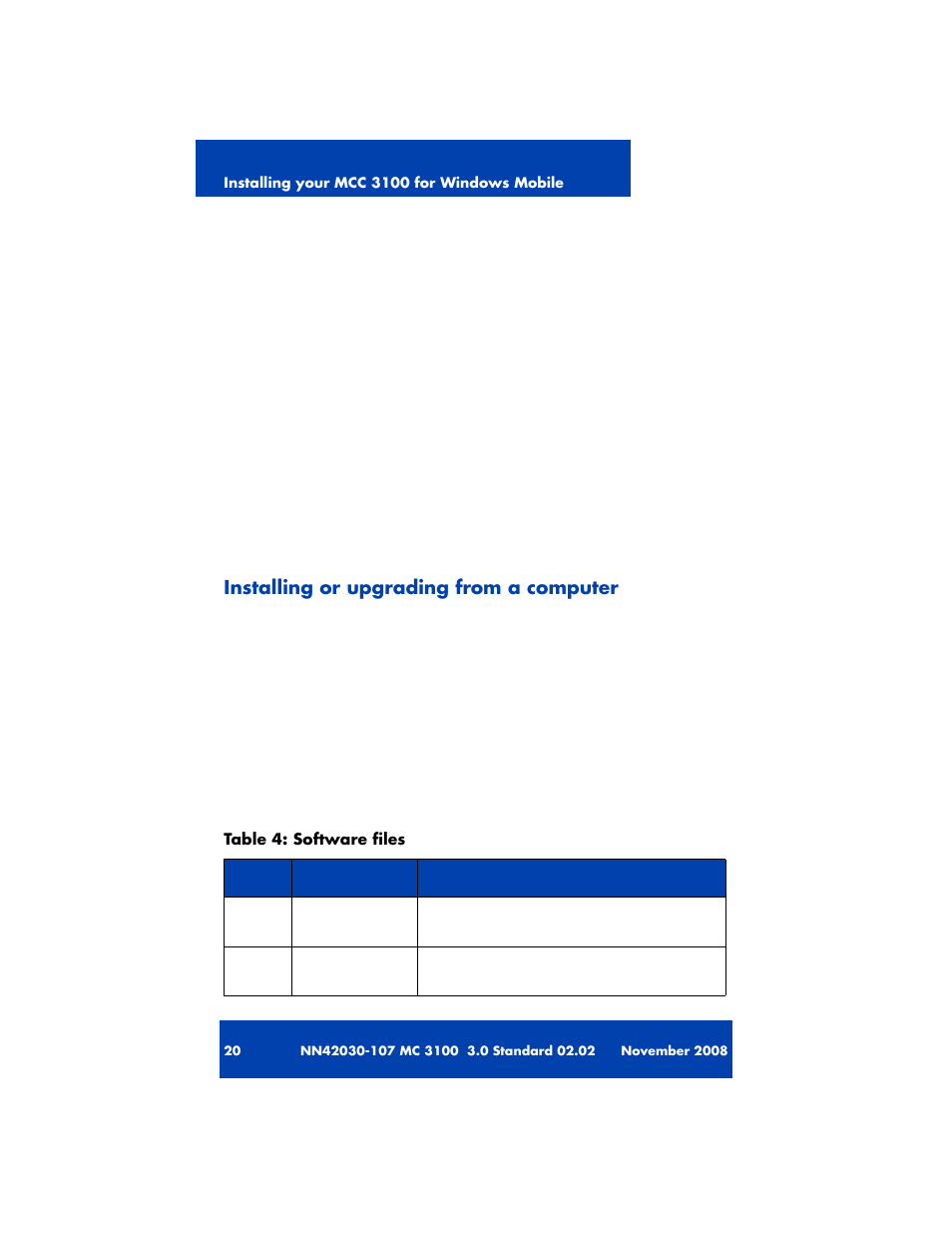 Installing or upgrading from a computer | Nortel Networks MOBILE COMMUNICATION CLIENT 3100 User Manual | Page 20 / 108