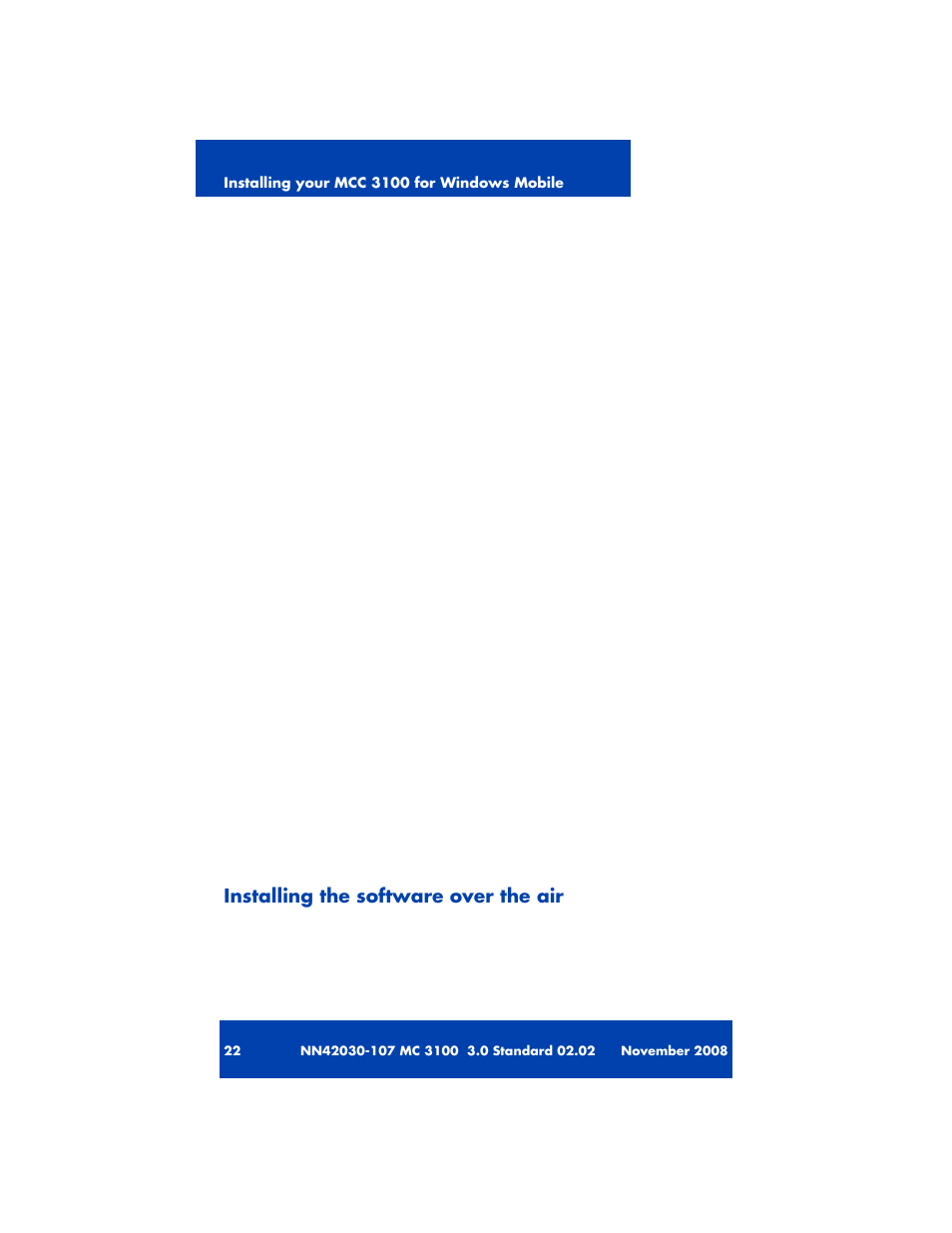 Installing the software over the air | Nortel Networks MOBILE COMMUNICATION CLIENT 3100 User Manual | Page 22 / 108