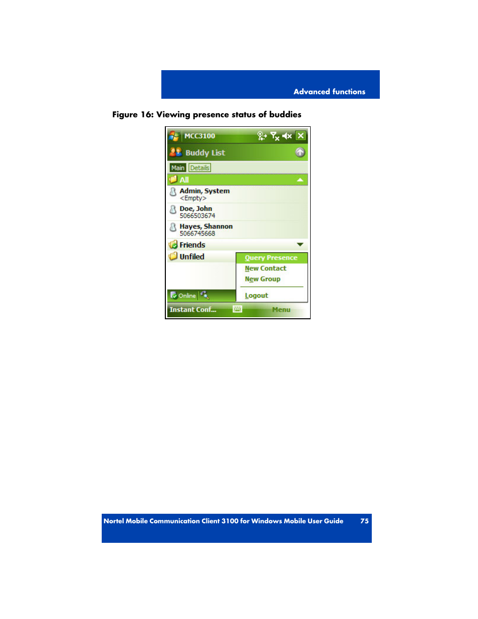 Nortel Networks MOBILE COMMUNICATION CLIENT 3100 User Manual | Page 75 / 108