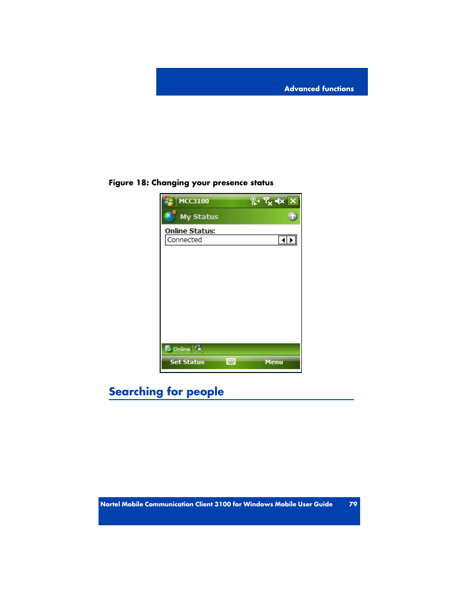 Searching for people | Nortel Networks MOBILE COMMUNICATION CLIENT 3100 User Manual | Page 79 / 108