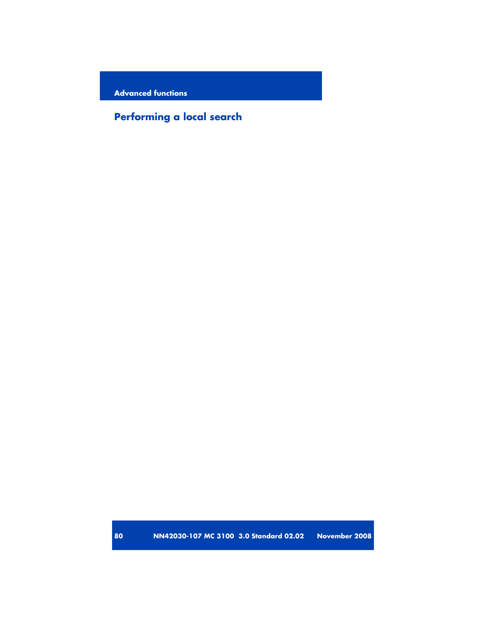 Performing a local search | Nortel Networks MOBILE COMMUNICATION CLIENT 3100 User Manual | Page 80 / 108