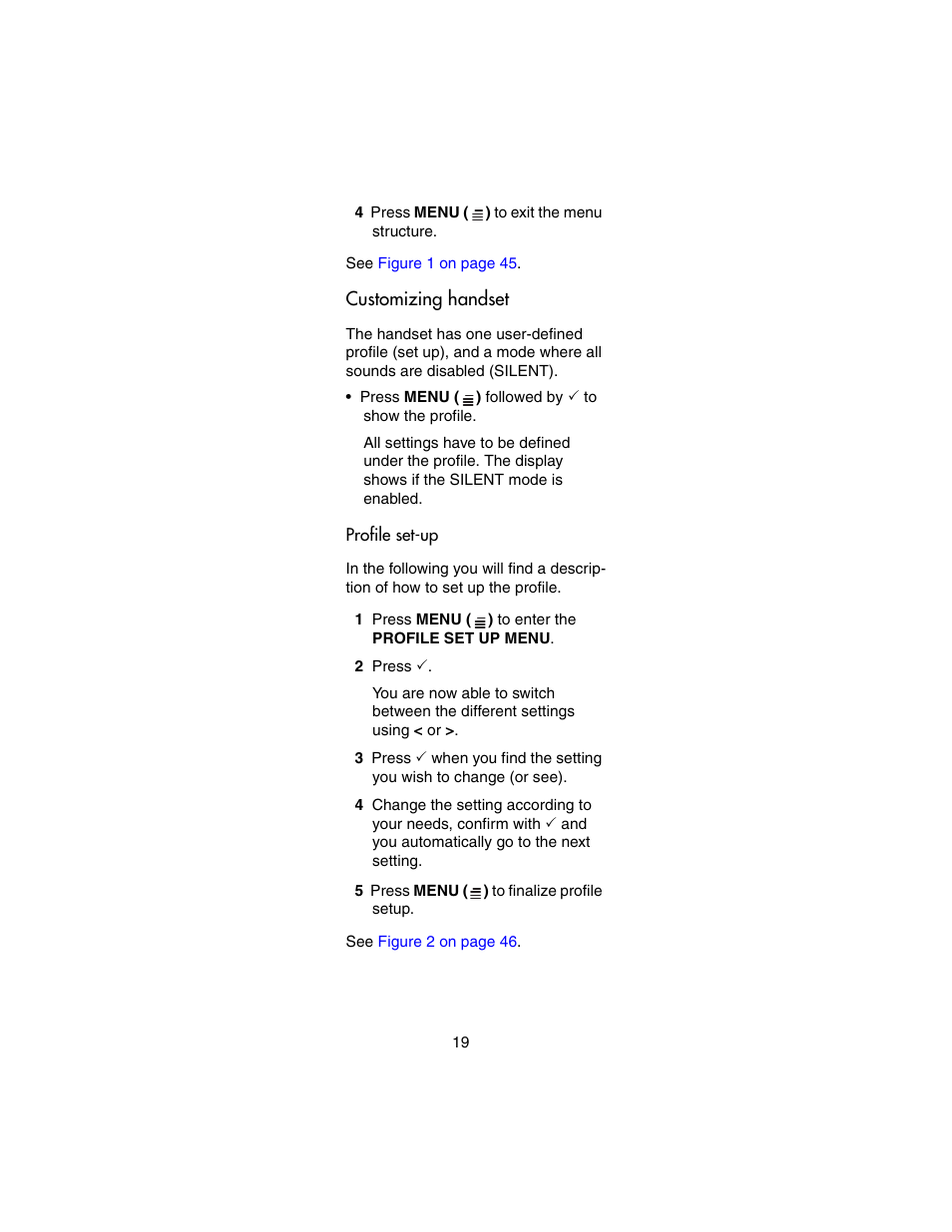 Customizing handset, Profile set-up | Nortel Networks 413X User Manual | Page 19 / 52