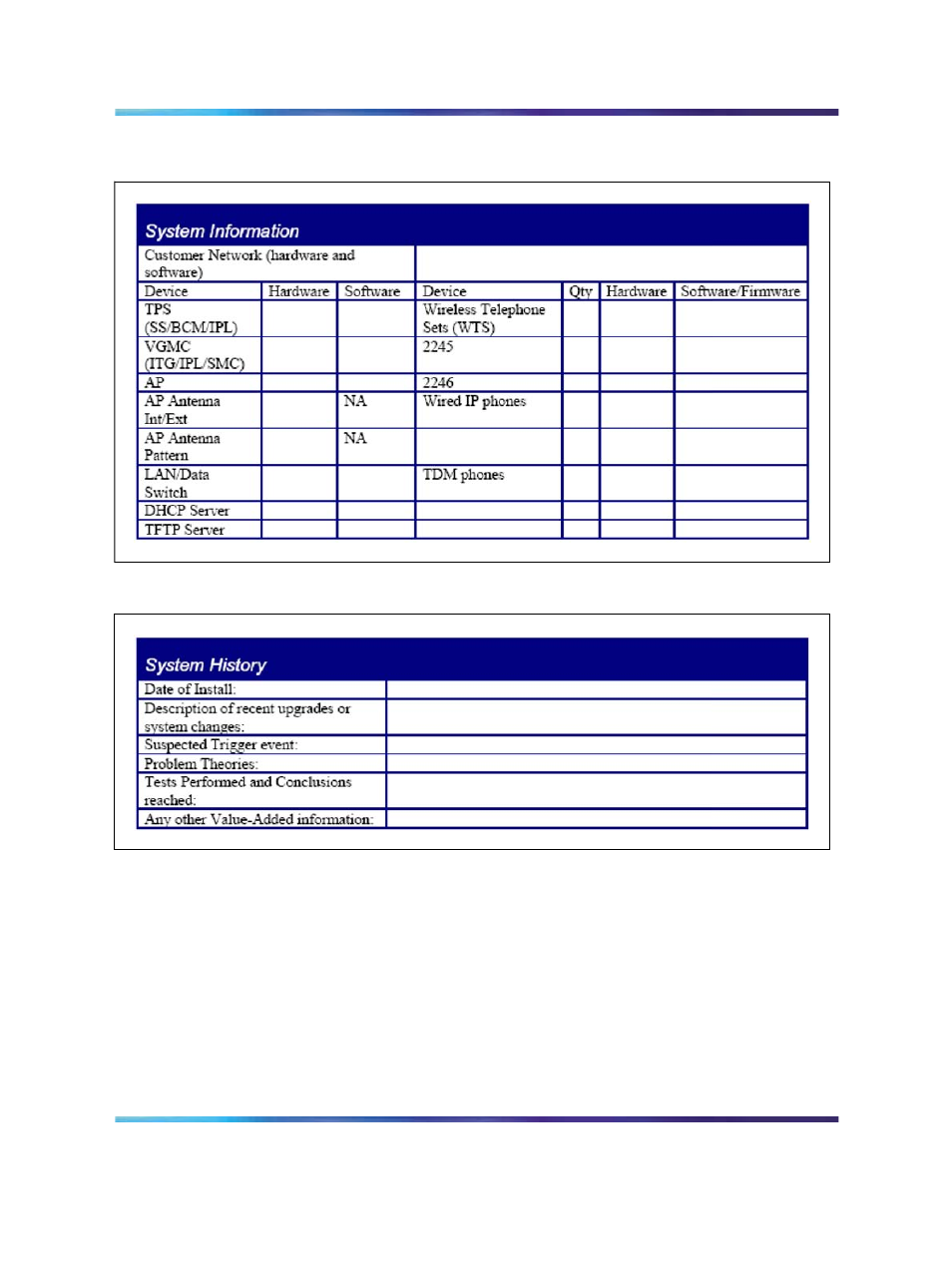 Figure 29 system information table, Figure 30 system history table | Nortel Networks NN43001-504 User Manual | Page 174 / 228