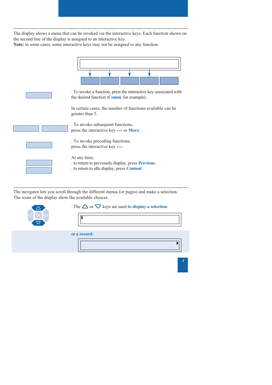 Description, Using the interactive keys, Using the navigator | Nortel Networks M760 User Manual | Page 15 / 94