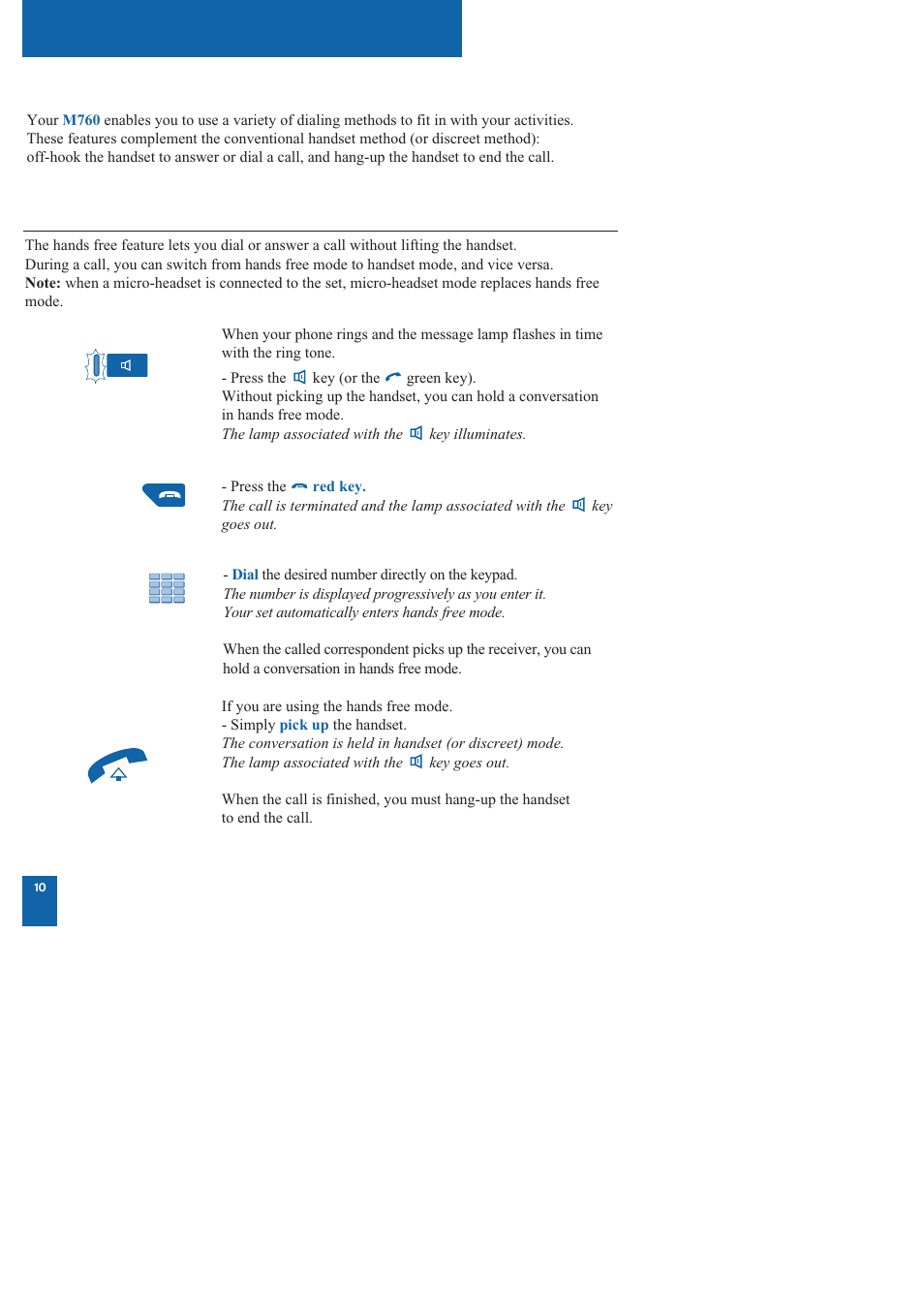 Dialing methods | Nortel Networks M760 User Manual | Page 18 / 94