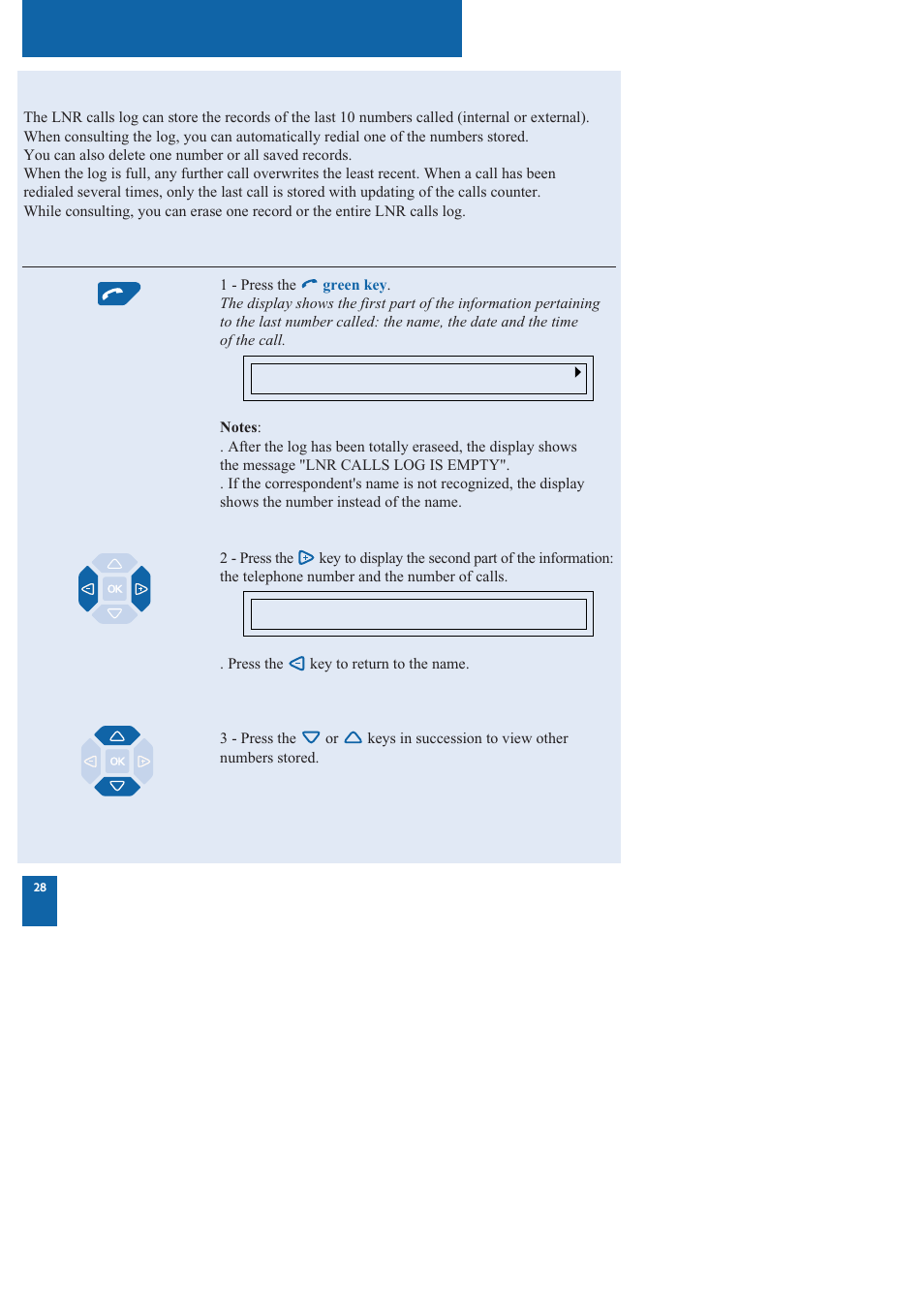 The lnr calls log | Nortel Networks M760 User Manual | Page 36 / 94