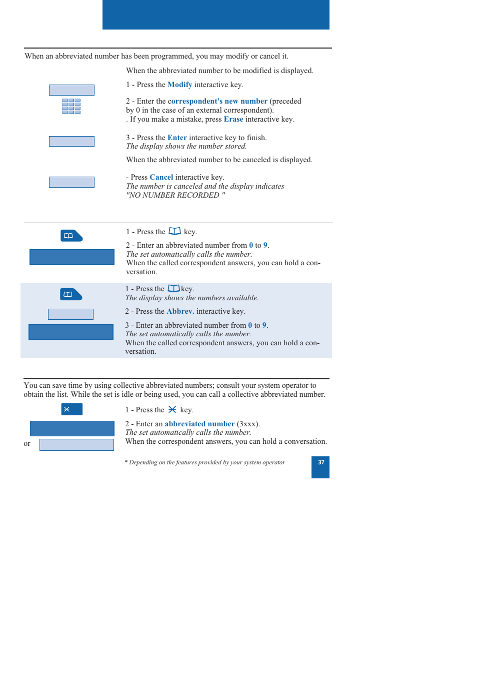 The abbreviated numbers directories | Nortel Networks M760 User Manual | Page 45 / 94