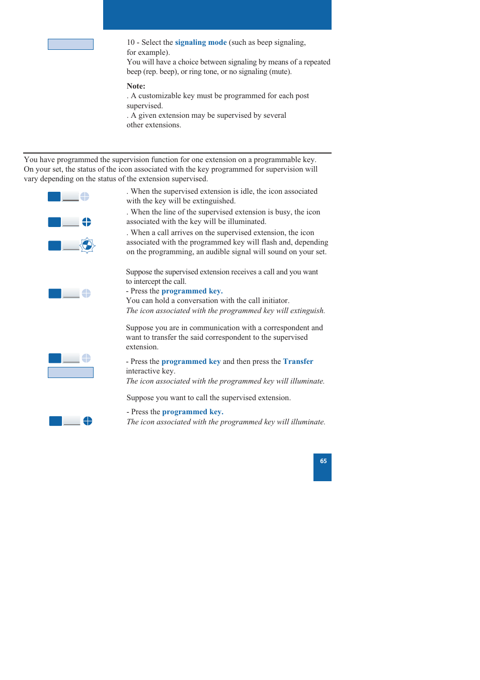 The supervision function, Communicating with the supervision function | Nortel Networks M760 User Manual | Page 73 / 94