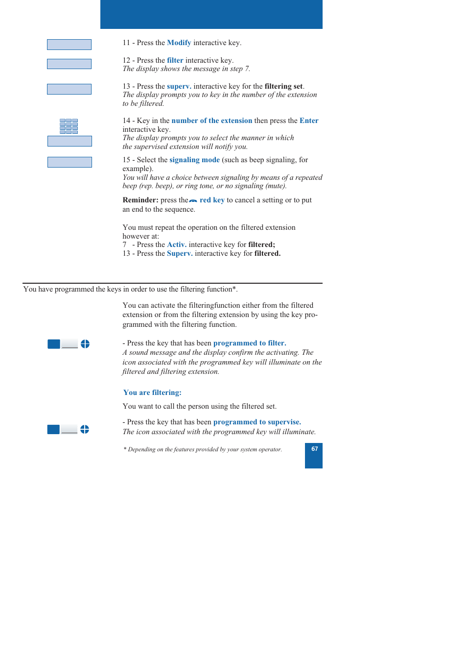 The filtering function, Communicating with the filtering function | Nortel Networks M760 User Manual | Page 75 / 94