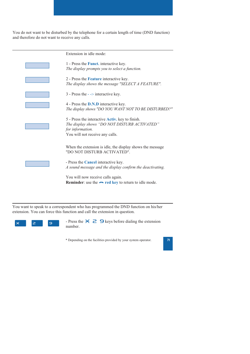 The dnd (do not disturb) function | Nortel Networks M760 User Manual | Page 79 / 94