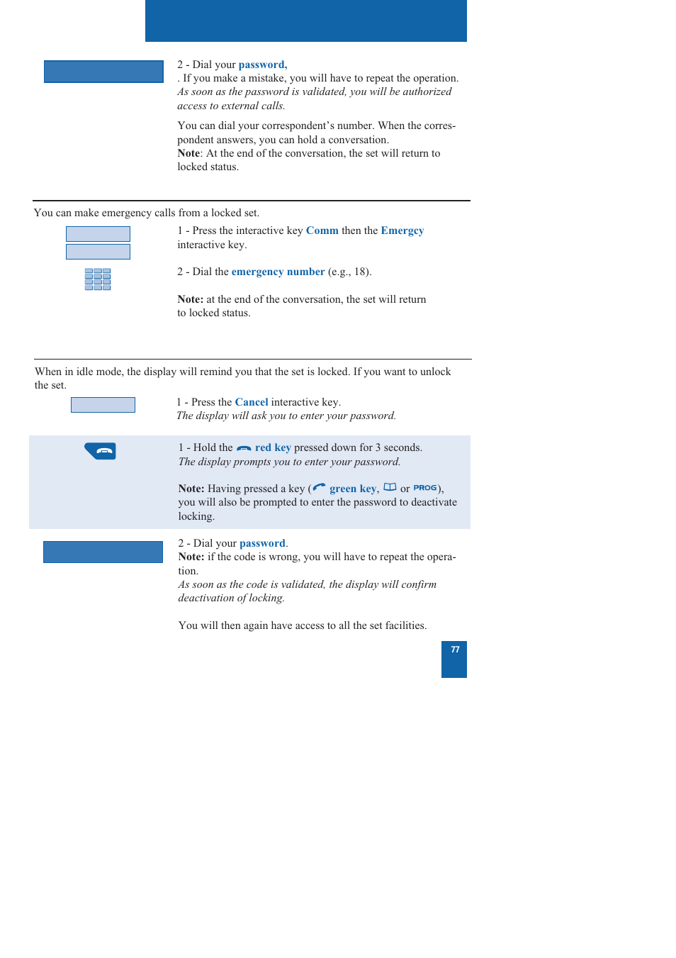 Locking the set | Nortel Networks M760 User Manual | Page 85 / 94