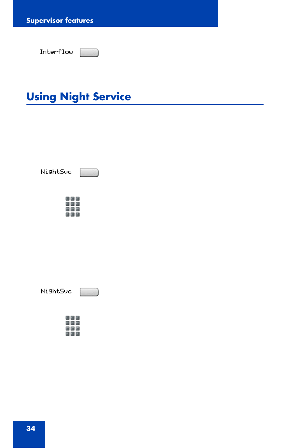 Using night service, To activate night service, To transition to night service | Nortel Networks NN43112-102 User Manual | Page 34 / 46