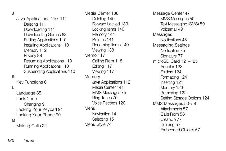 Nortel Networks MOTOROLA BRUTE I680 User Manual | Page 190 / 193