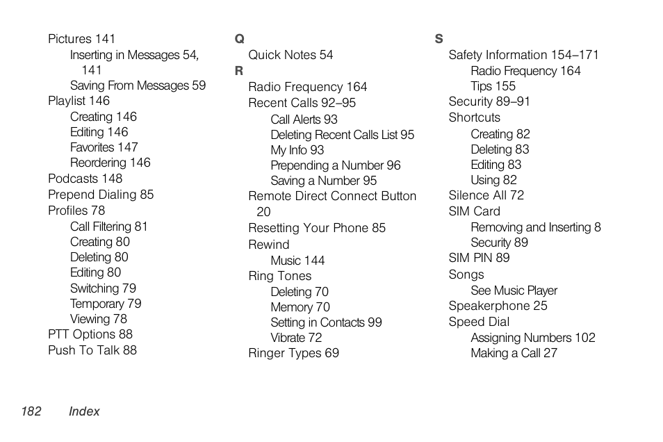 Nortel Networks MOTOROLA BRUTE I680 User Manual | Page 192 / 193