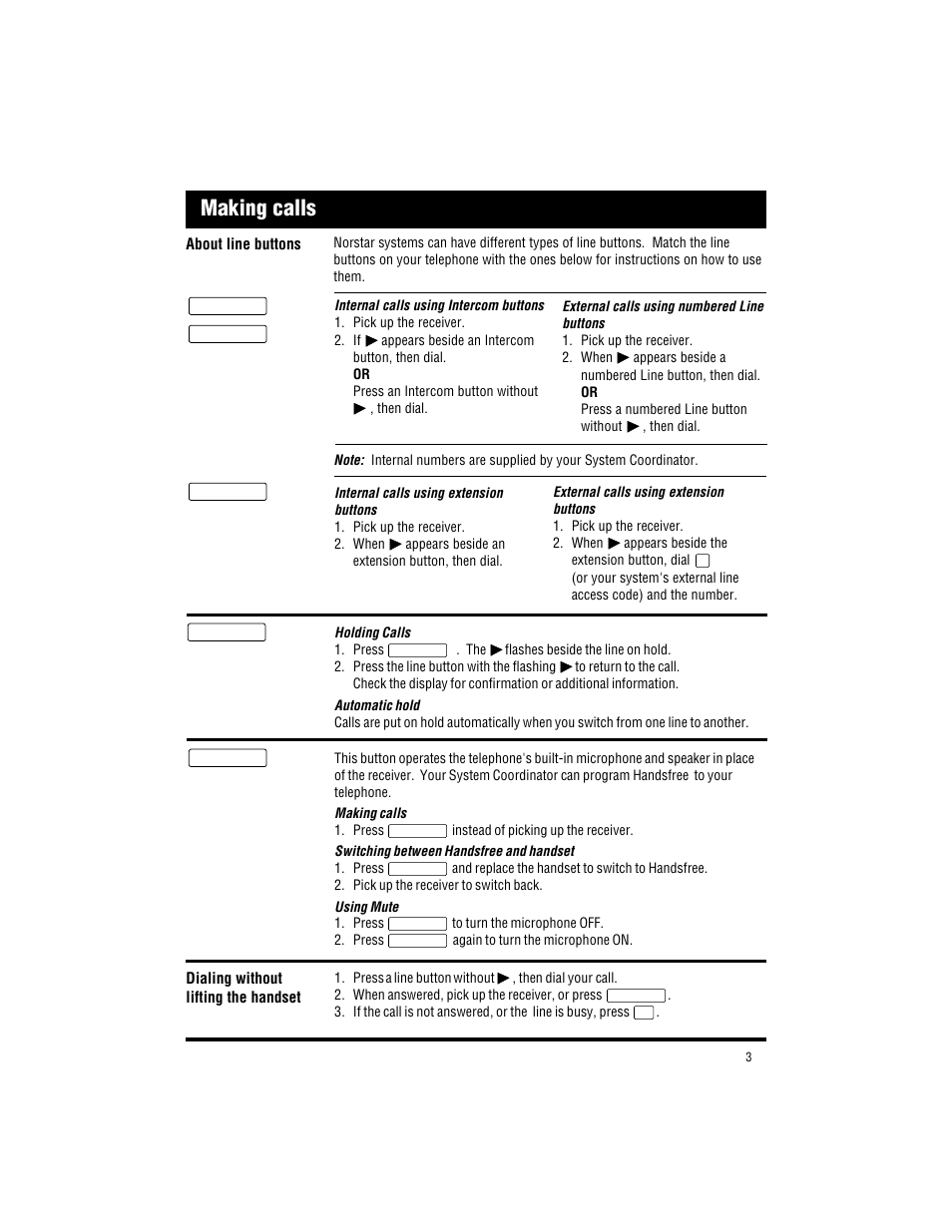 Making calls | Nortel Networks M7208 User Manual | Page 3 / 4