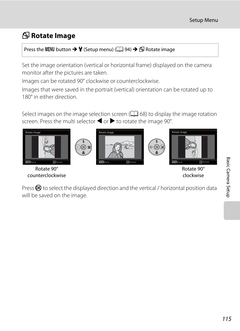 Rotate image, F rotate image, A 115) i | A 115), A 115) to rotate the image, A 115, Frotate image | Nortel Networks L110 User Manual | Page 127 / 156