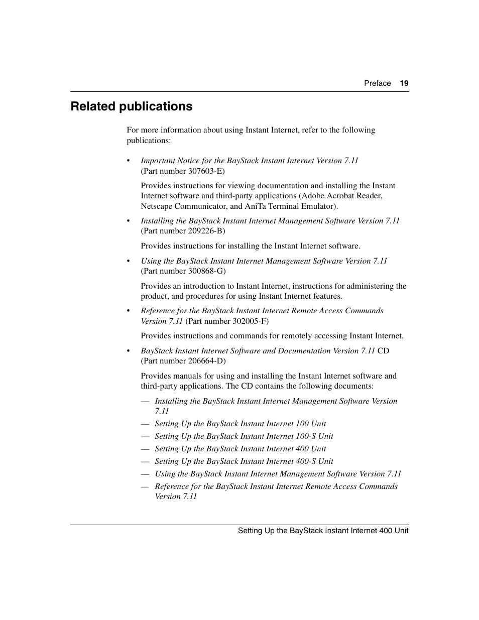 Related publications | Nortel Networks Instant Internet 400 Unit User Manual | Page 19 / 60