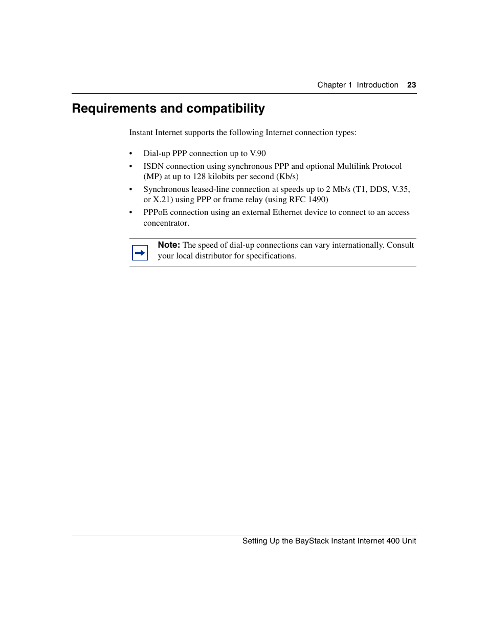 Requirements and compatibility | Nortel Networks Instant Internet 400 Unit User Manual | Page 23 / 60