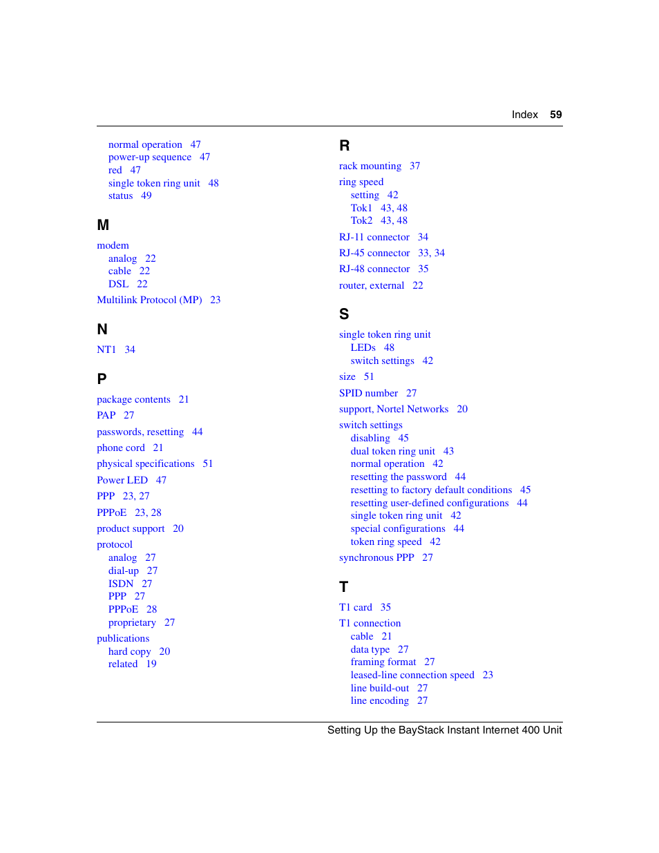 Nortel Networks Instant Internet 400 Unit User Manual | Page 59 / 60