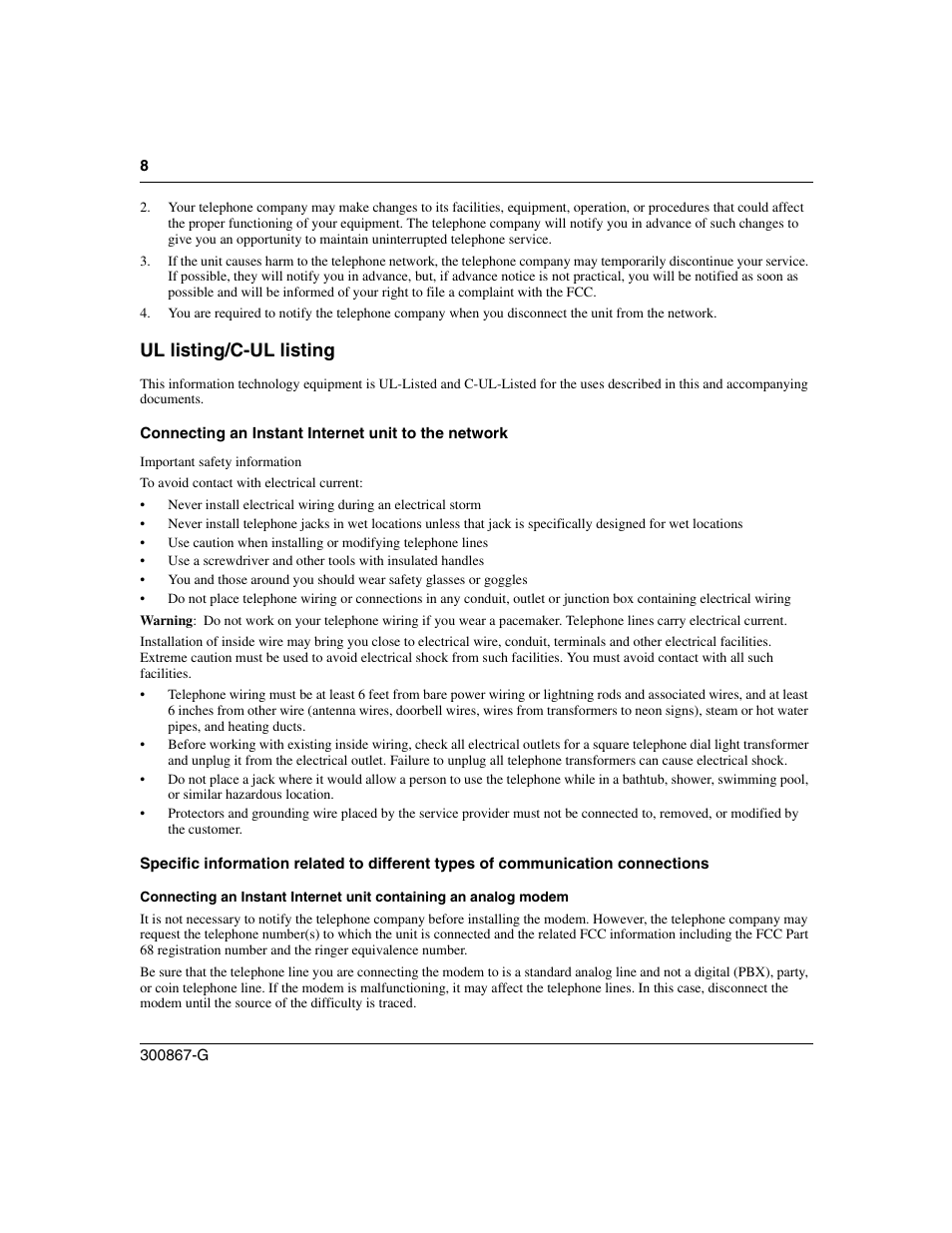 Ul listing/c-ul listing | Nortel Networks Instant Internet 400 Unit User Manual | Page 8 / 60