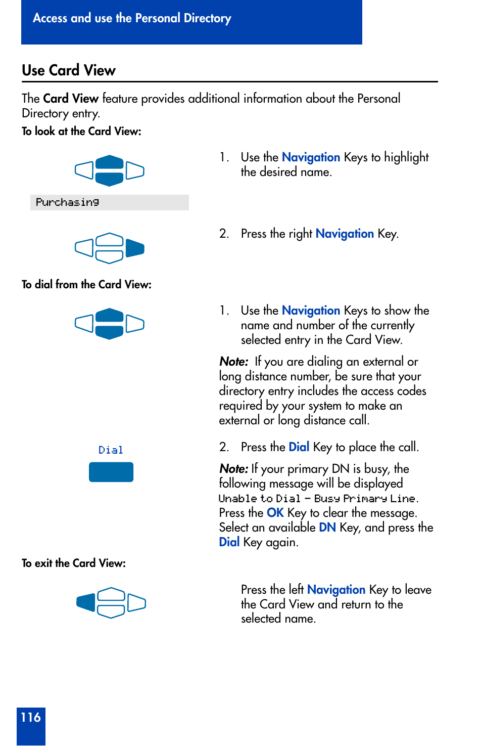 Use card view | Nortel Networks Meridian M3902 User Manual | Page 116 / 146