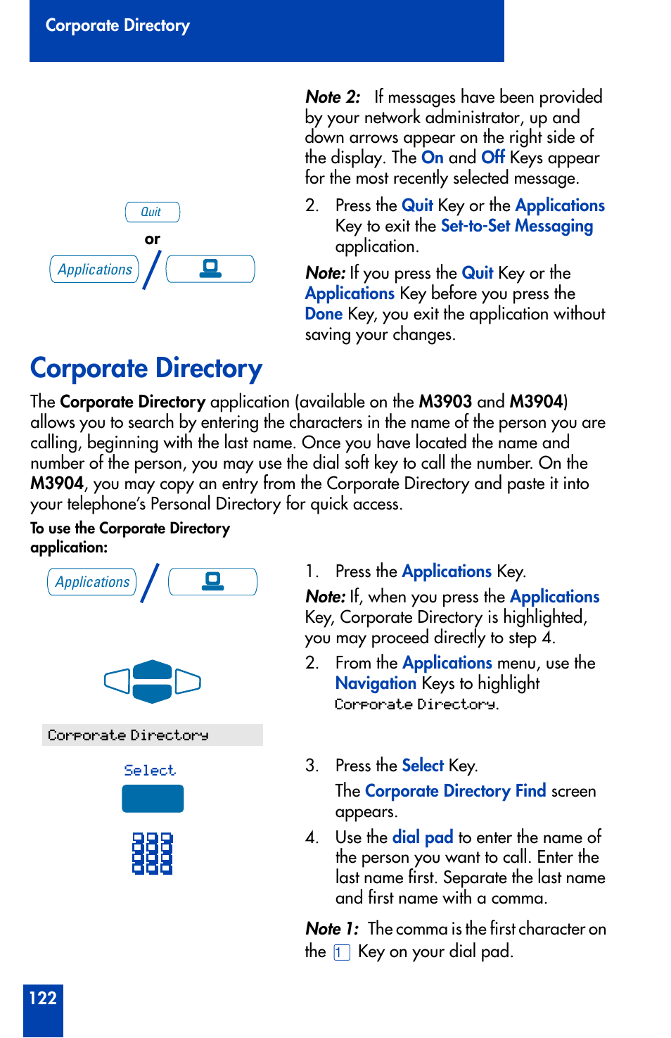 Corporate directory | Nortel Networks Meridian M3902 User Manual | Page 122 / 146