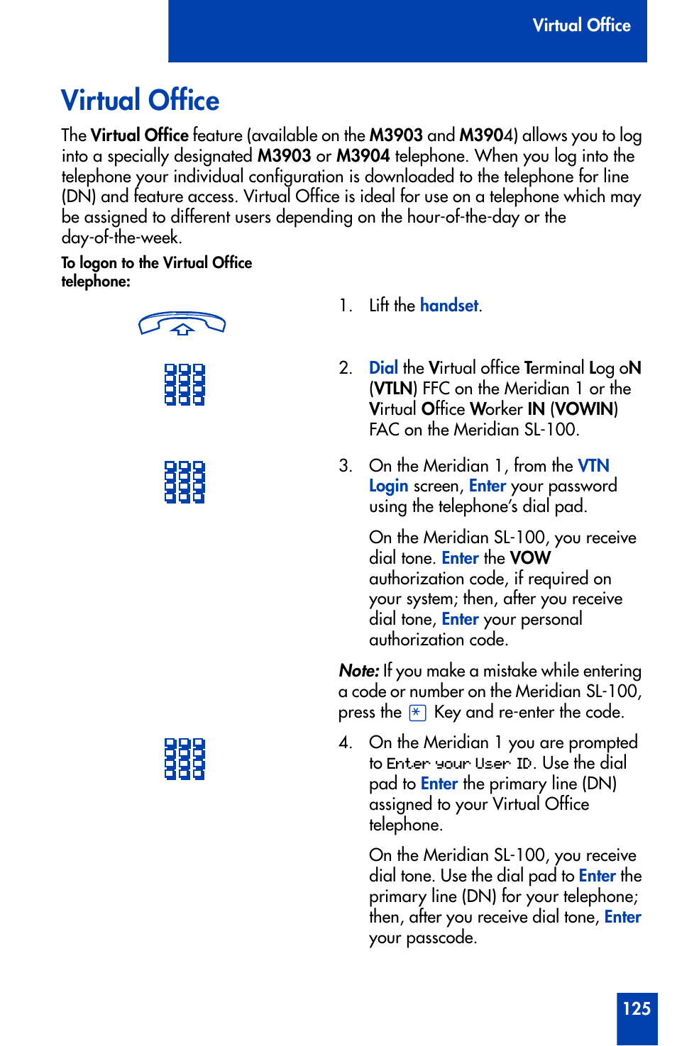 Virtual office | Nortel Networks Meridian M3902 User Manual | Page 125 / 146