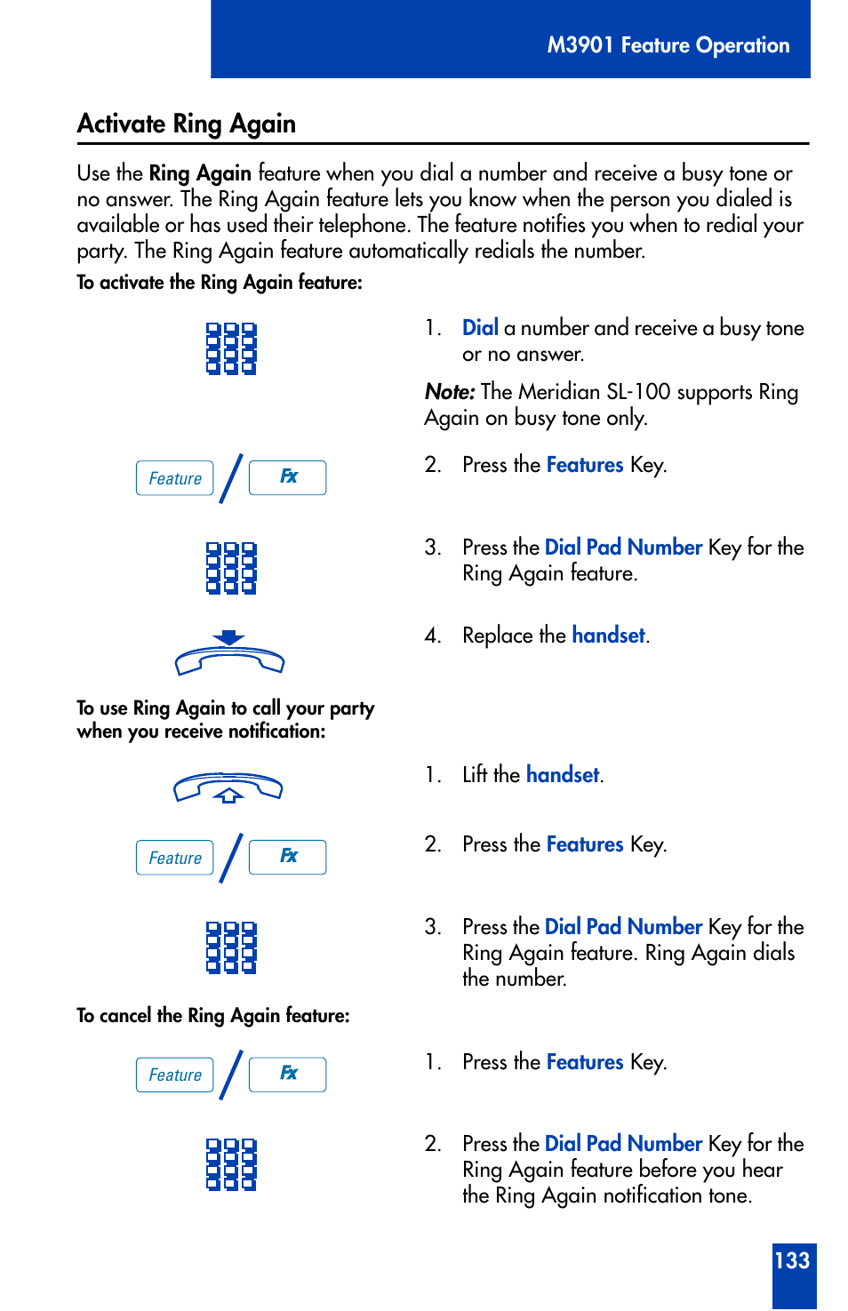 Activate ring again | Nortel Networks Meridian M3902 User Manual | Page 133 / 146