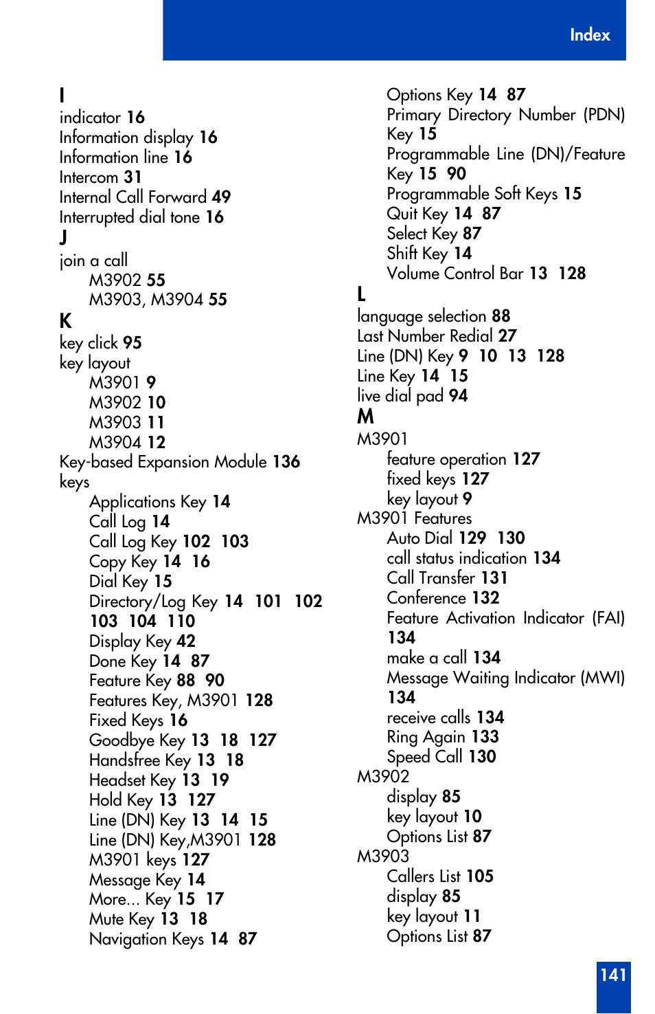 Nortel Networks Meridian M3902 User Manual | Page 141 / 146