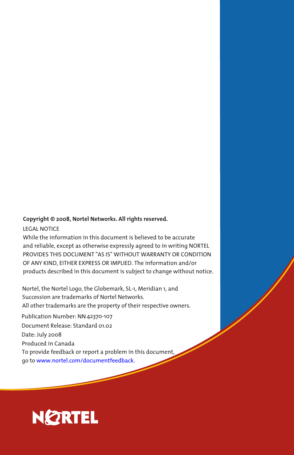 Back cover | Nortel Networks Meridian M3902 User Manual | Page 146 / 146