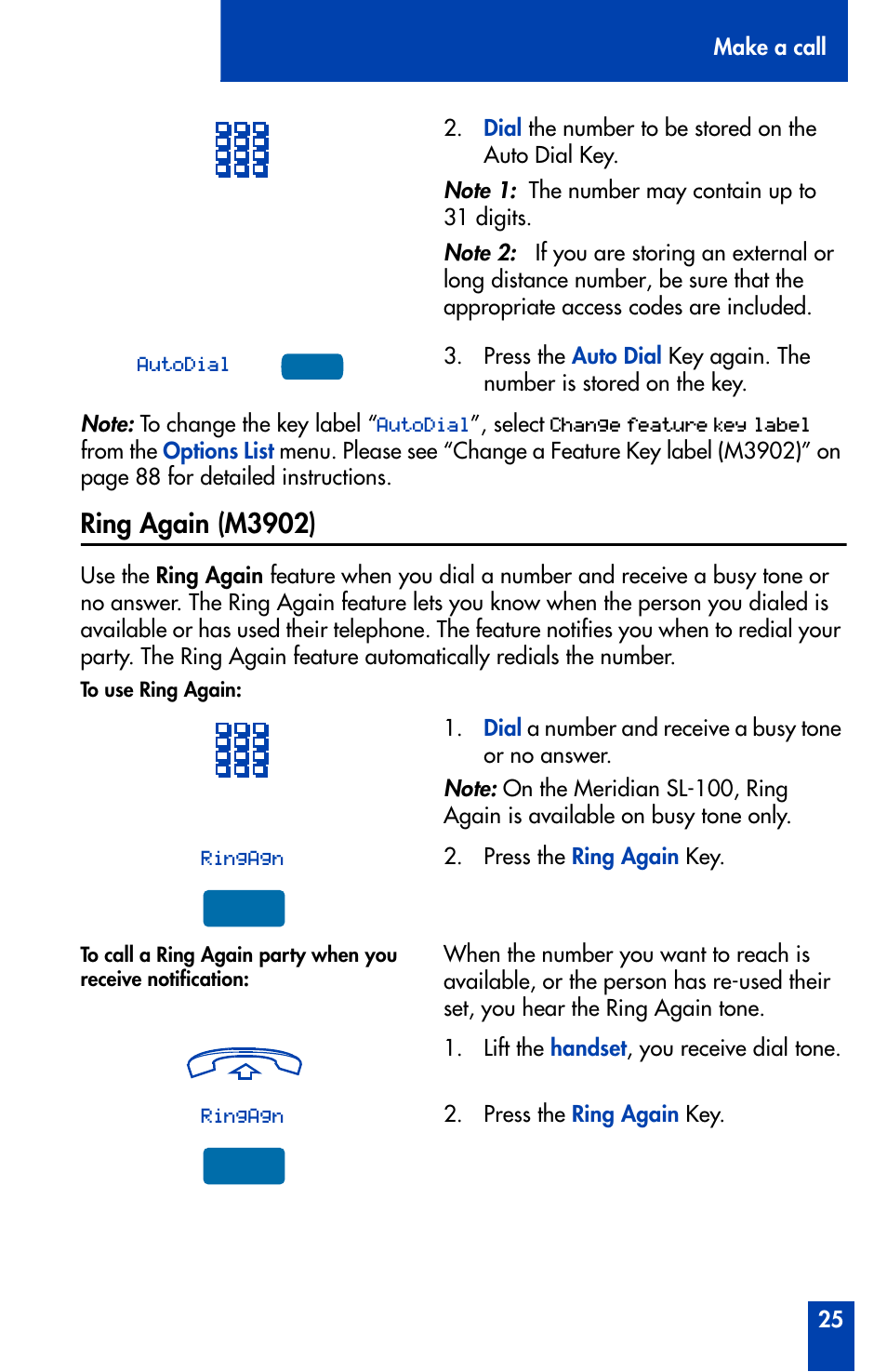 Ring again (m3902) | Nortel Networks Meridian M3902 User Manual | Page 25 / 146