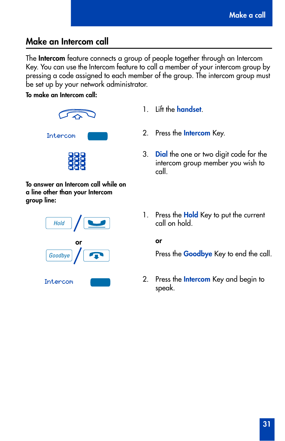 Make an intercom call | Nortel Networks Meridian M3902 User Manual | Page 31 / 146