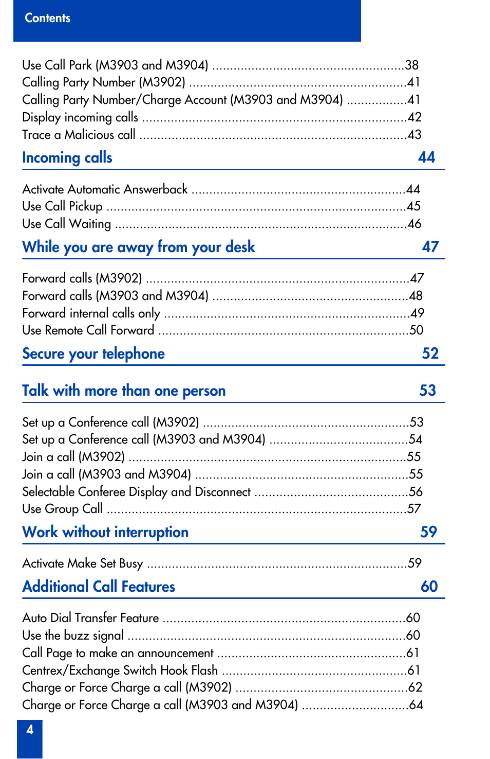 Nortel Networks Meridian M3902 User Manual | Page 4 / 146