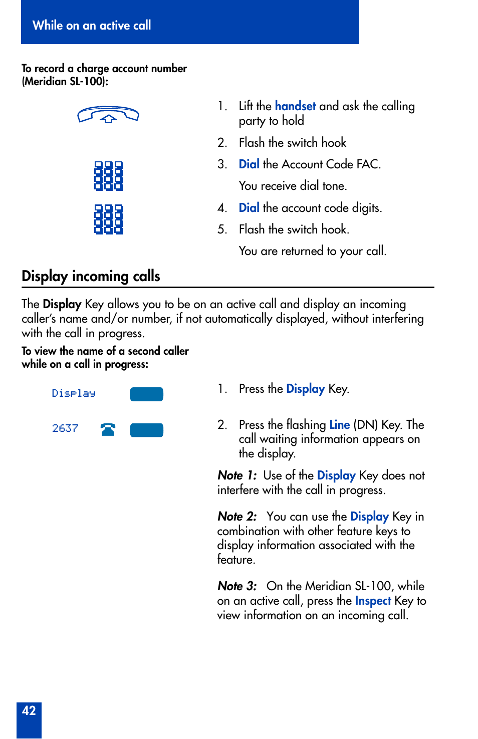 Display incoming calls | Nortel Networks Meridian M3902 User Manual | Page 42 / 146