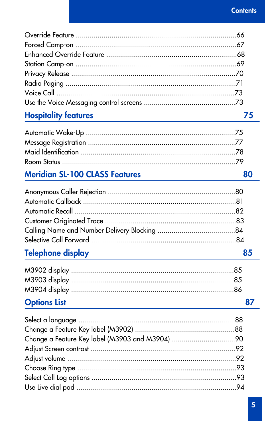 Nortel Networks Meridian M3902 User Manual | Page 5 / 146