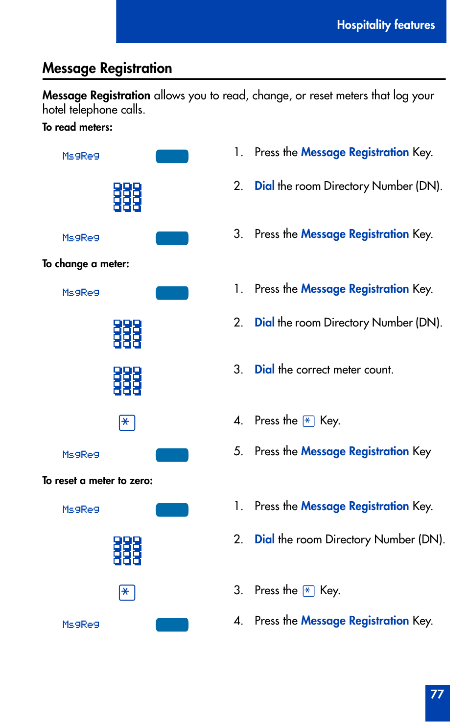 Message registration | Nortel Networks Meridian M3902 User Manual | Page 77 / 146