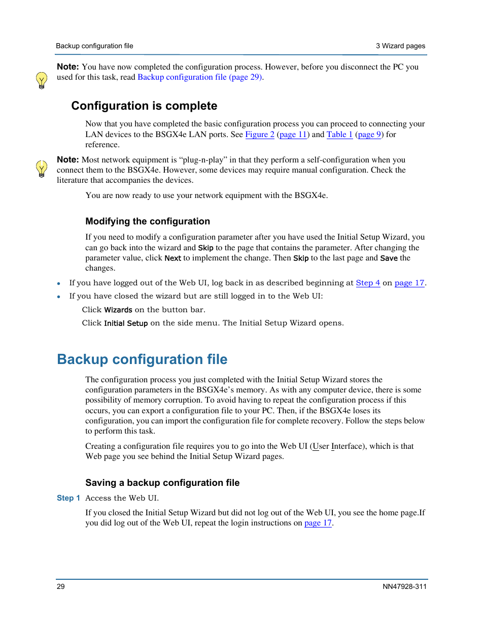 Configuration is complete, Backup configuration file | Nortel Networks Nortel Business Services Gateway BSGX4e User Manual | Page 28 / 31