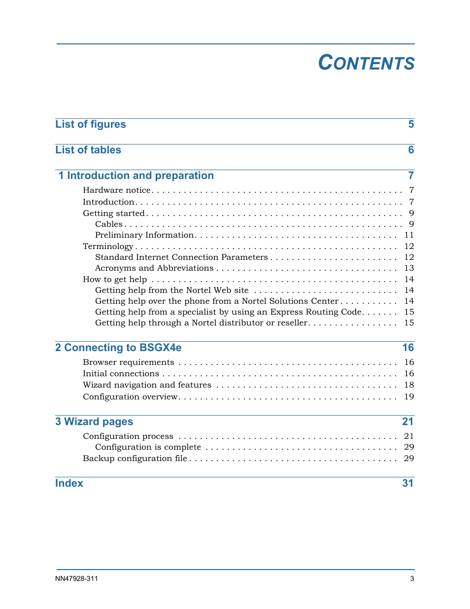 Ontents | Nortel Networks Nortel Business Services Gateway BSGX4e User Manual | Page 3 / 31