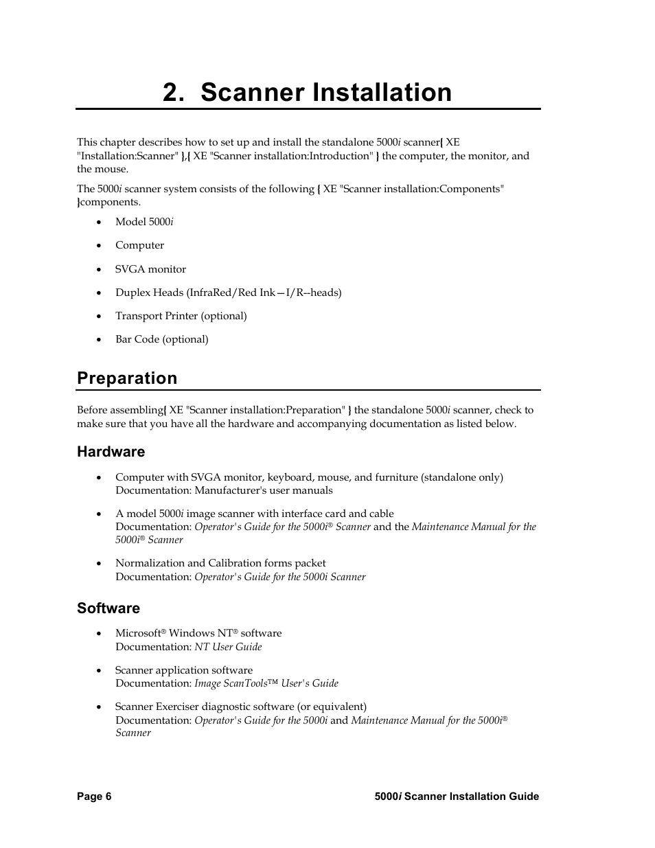 Scanner installation, Preparation, Hardware | Software, Hardware software | Nortel Networks 5000i User Manual | Page 18 / 54